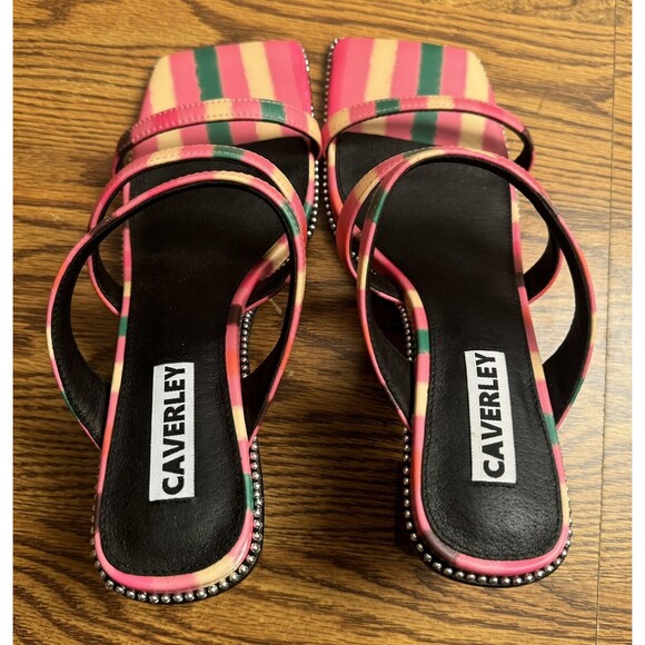 Anthropologie Caverley Women Nora Mule Pink Stripe Heels Shoes Size EU 41/US 9‎ - Picture 9 of 10